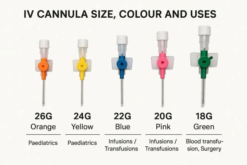 IV cannula size and used